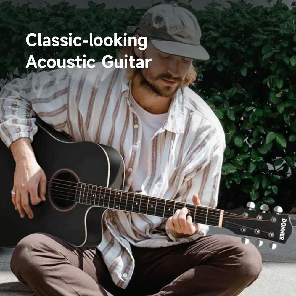 Set de guitarra acústica Donner Black – Pack completo principiantes
