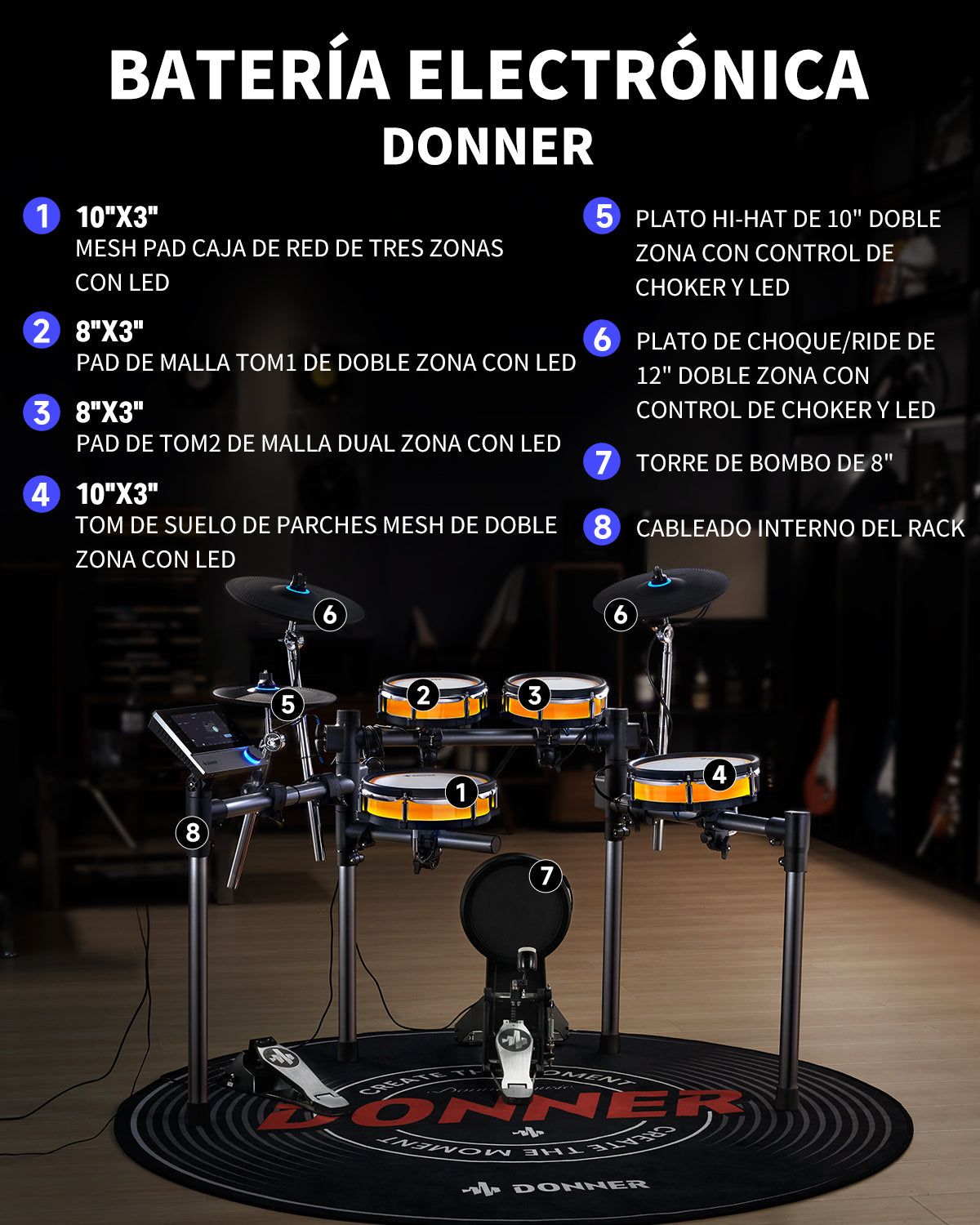 Batería electrónica Donner BackBeat