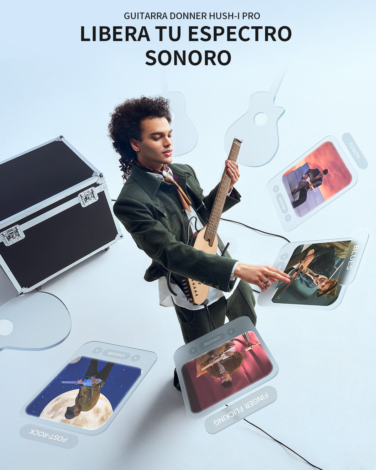 Donner HUSH-I Pro Guitarra Modos Multi Tono Guitarra de viaje-Natural##