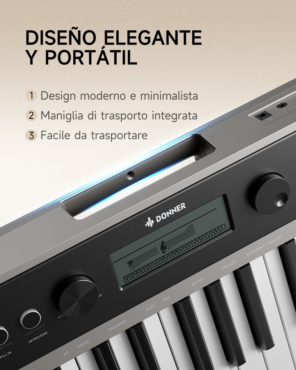 DONNER SD-15 Teclado electrónico de 61 teclas Gris