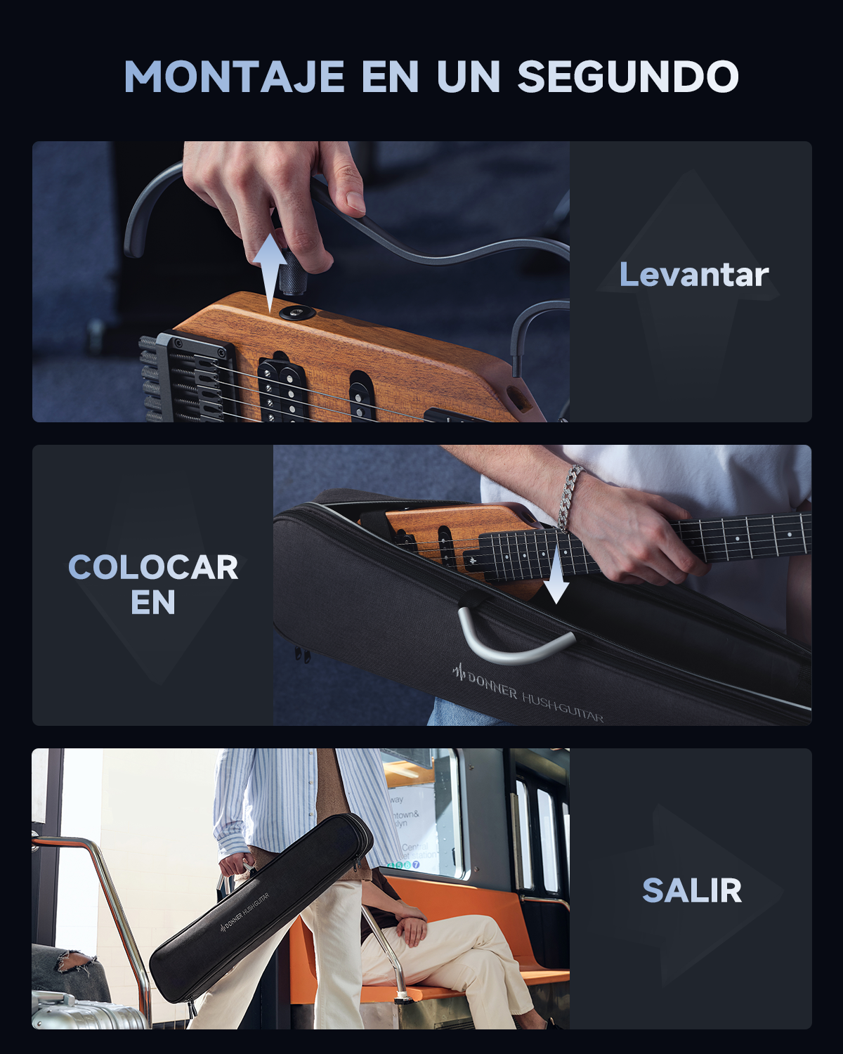 Donner HUSH™ X Guitarra eléctrica ultraligera sin cabeza-Natural##