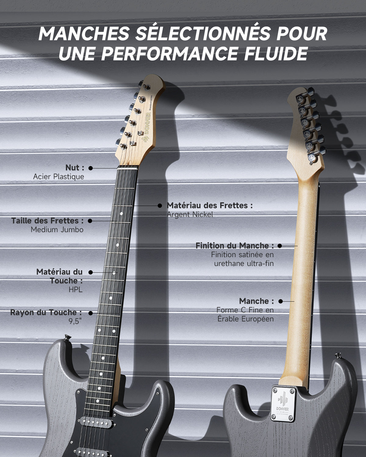 Donner DST-80 Kit de guitarra eléctrica ST esmerilada de 39 pulgadas con amplificador-Negro##