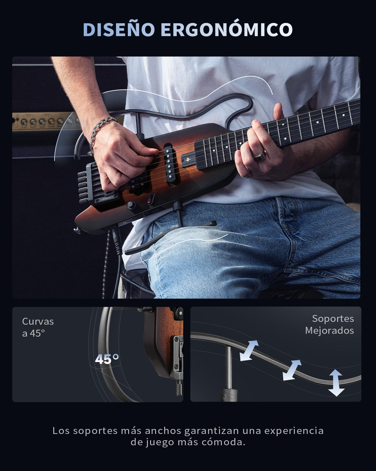 Donner HUSH™ X Guitarra eléctrica ultraligera sin cabeza-Sunburst##