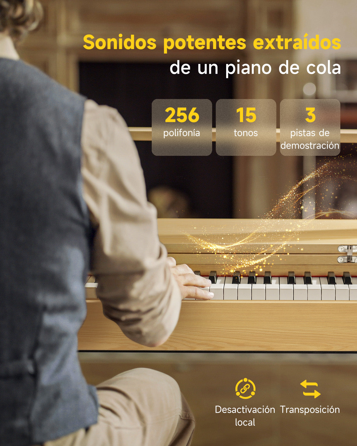 Donner OURA™ R300 Piano digital doméstico de 88 teclas Madera clara