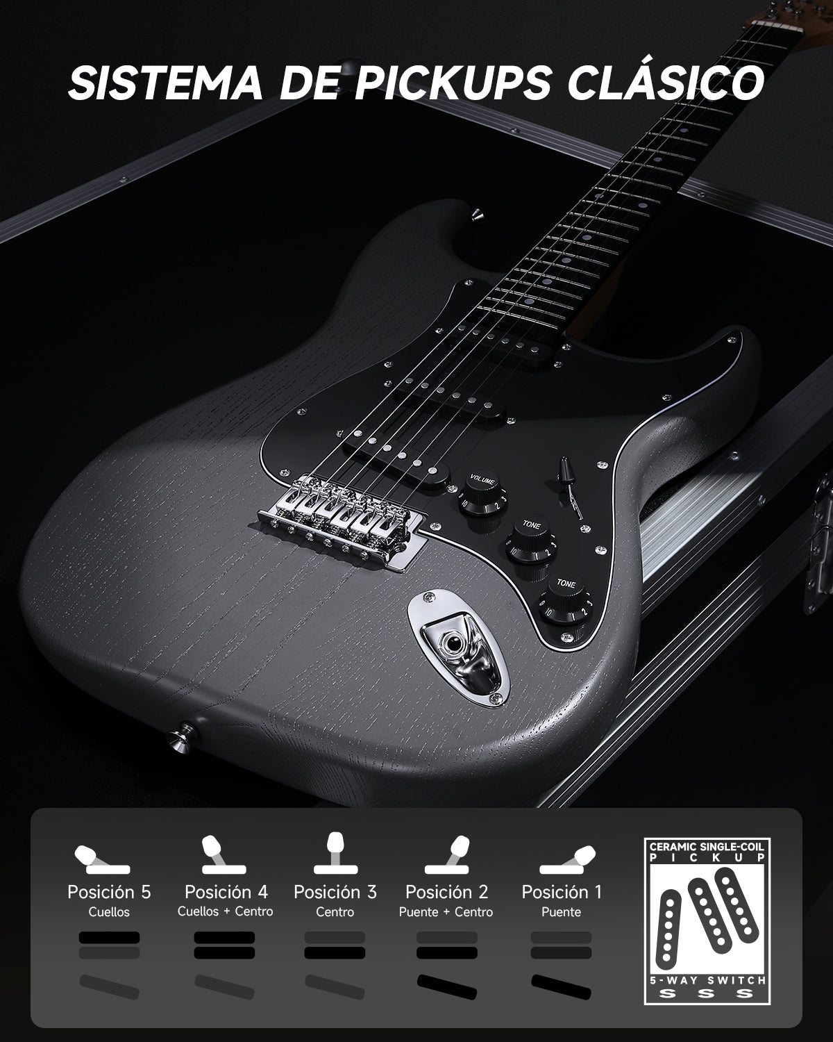 Donner DST-80 Kit de guitarra eléctrica ST esmerilada de 39 pulgadas con amplificador-Negro##
