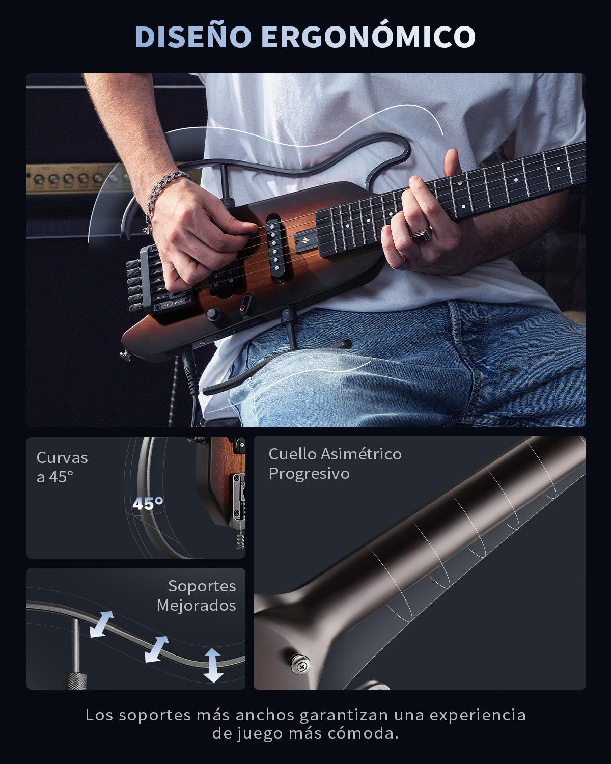 Donner HUSH™ X Guitarra eléctrica ultraligera sin cabeza-Sunburst##