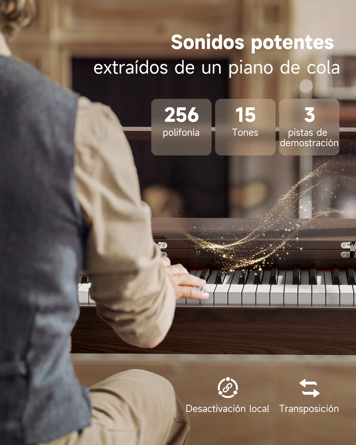 Donner OURA™ R300 Piano digital de estilo casero-Marrón##