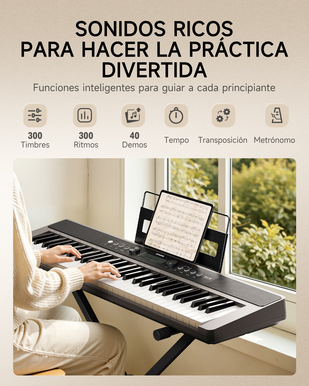 DONNER SD-15 Teclado electrónico de 61 teclas Gris