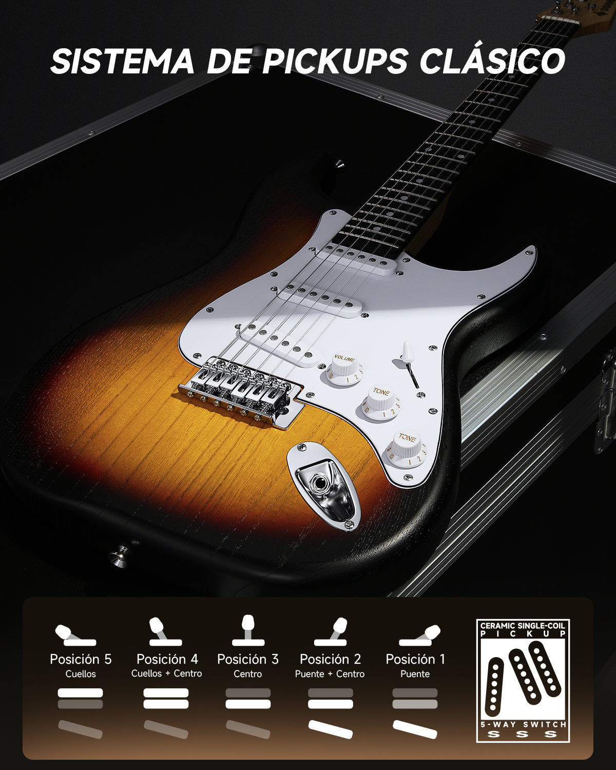 Donner DST-80 Kit de guitarra eléctrica ST esmerilada de 39 pulgadas con amplificador-Sunburst##