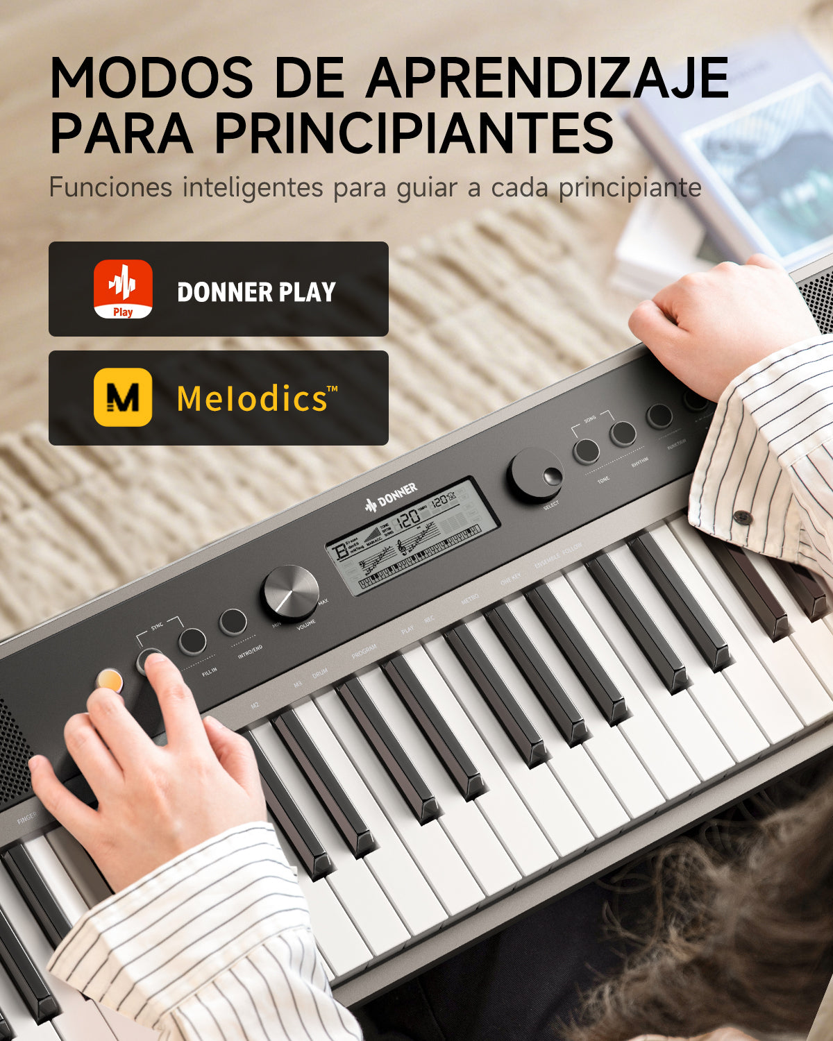 DONNER SD-15 Teclado electrónico de 61 teclas Gris