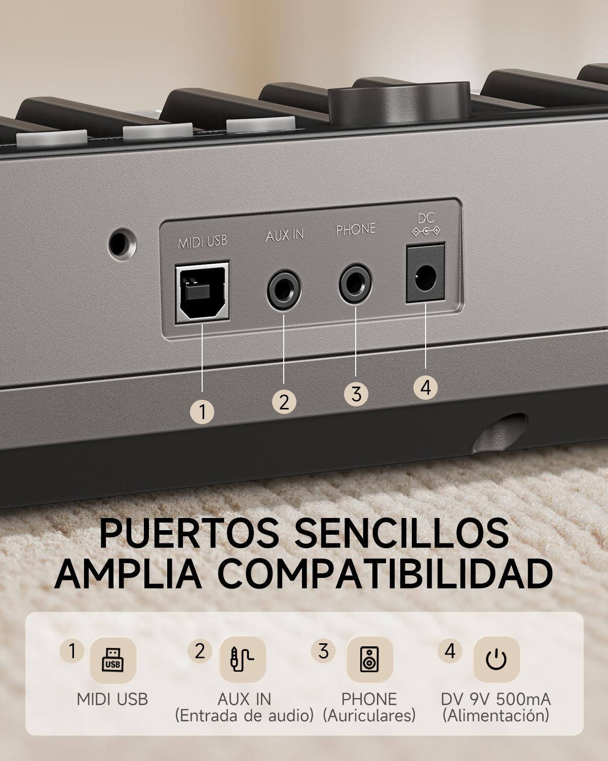 DONNER SD-15 Teclado electrónico de 61 teclas Gris