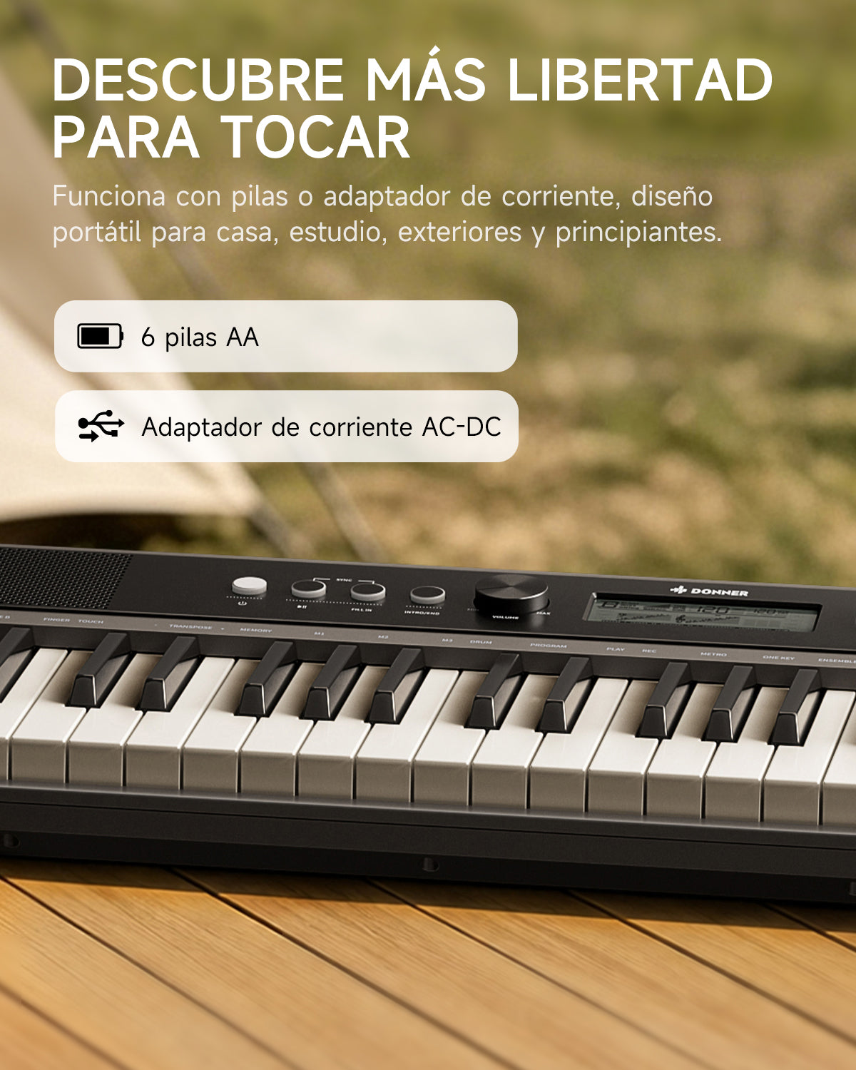 DONNER SD-15 Teclado electrónico de 61 teclas Gris