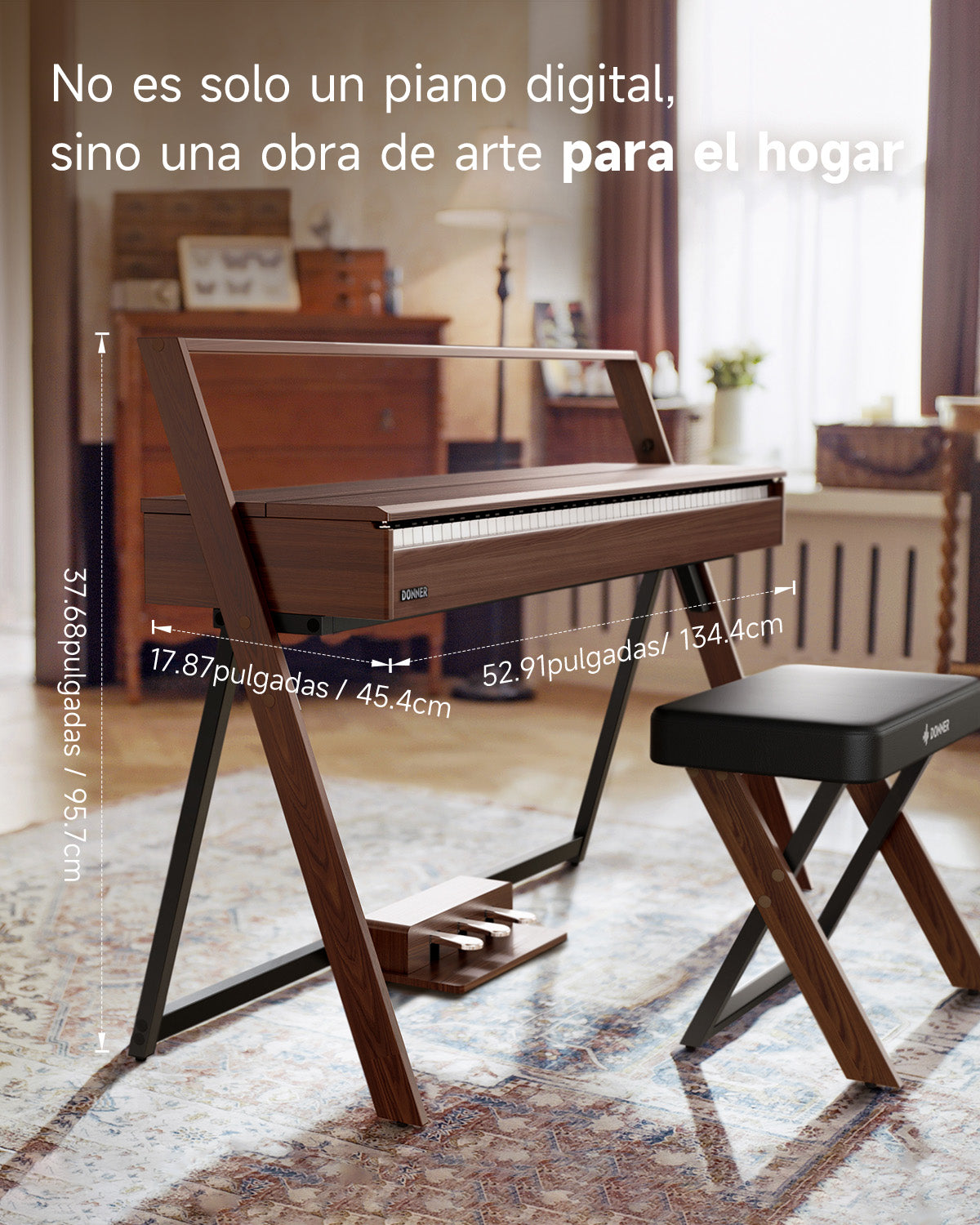 Donner OURA™ R300 Piano digital de estilo casero-Marrón##