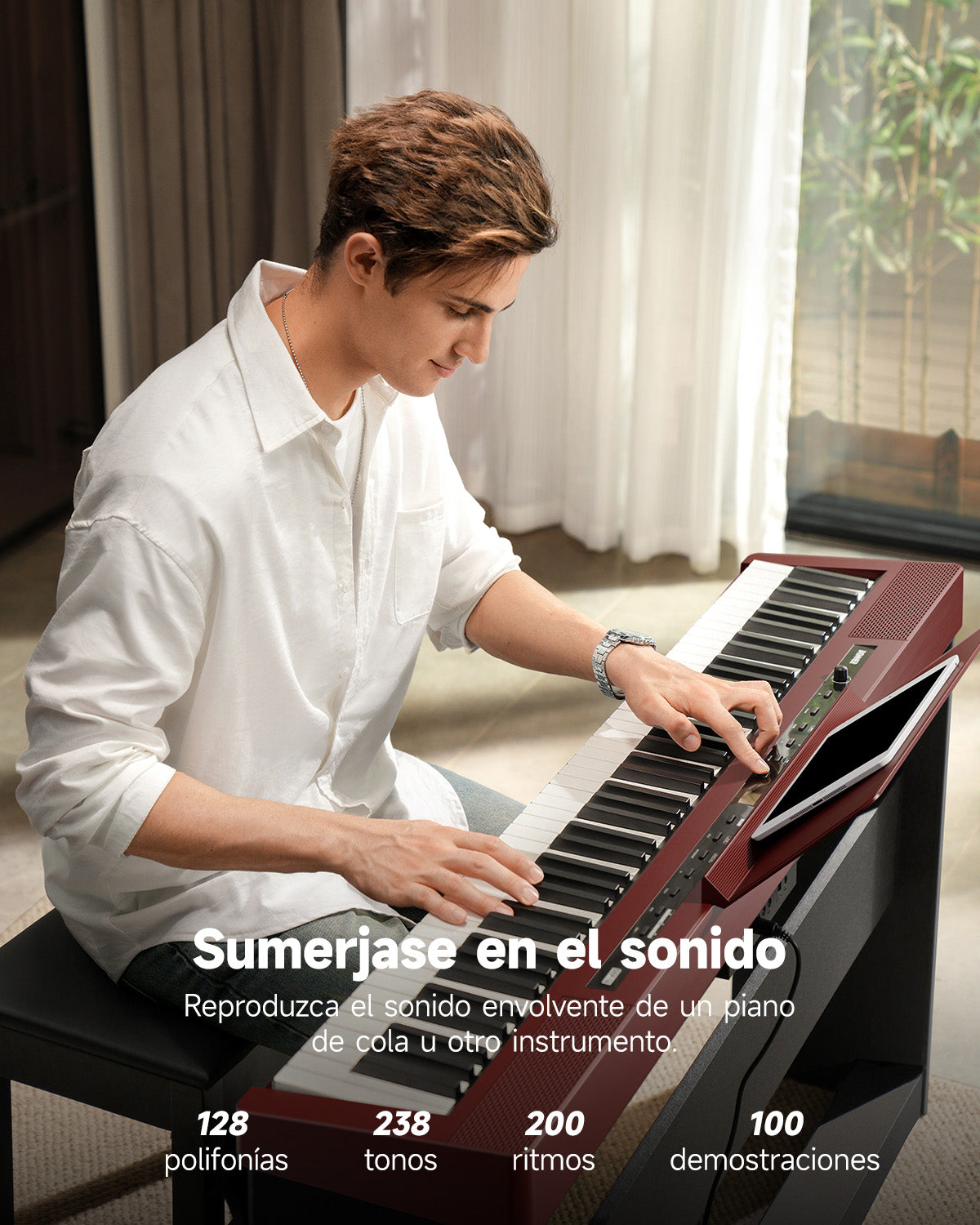 Donner DEP-16S Piano digital de acero pesado-Rojo##