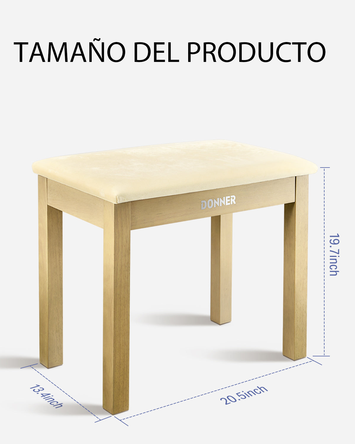 Donner Banco para piano Donner color madera clara con cojín de ante de alta densidad