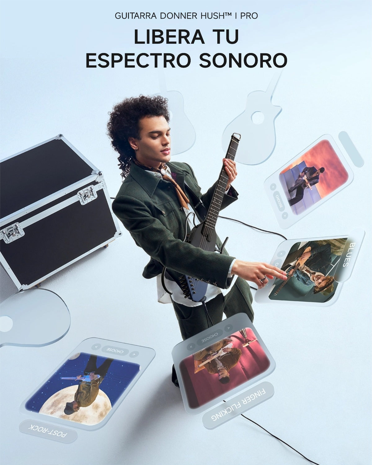 Donner HUSH™ I PRO Guitarra de viaje-Vuelo al Espacio Profundo##