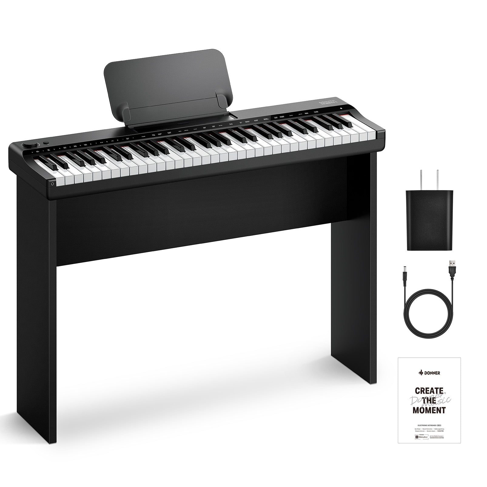 DONNER DK-10S Juego de teclado electrónico vertical de 61 teclas-Negro##