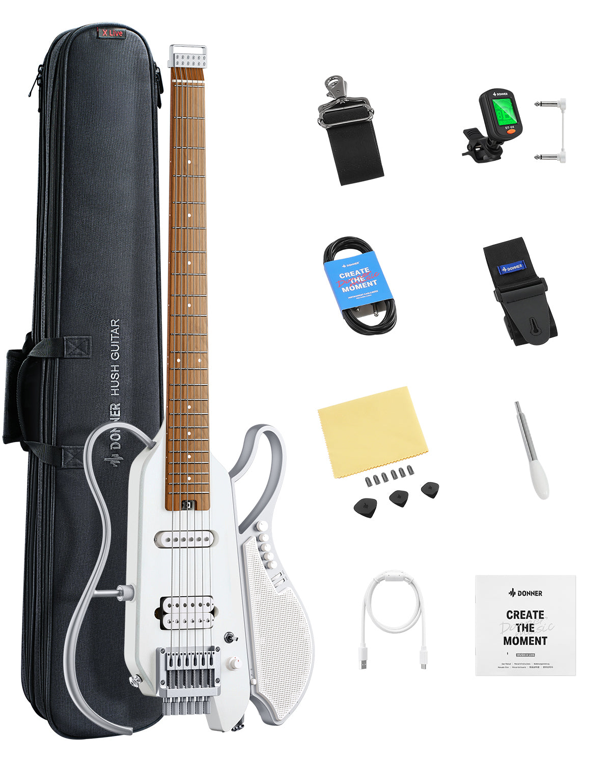 Donner HUSH X LIVE guitarra de viaje (Edición MIYAVI disponible)