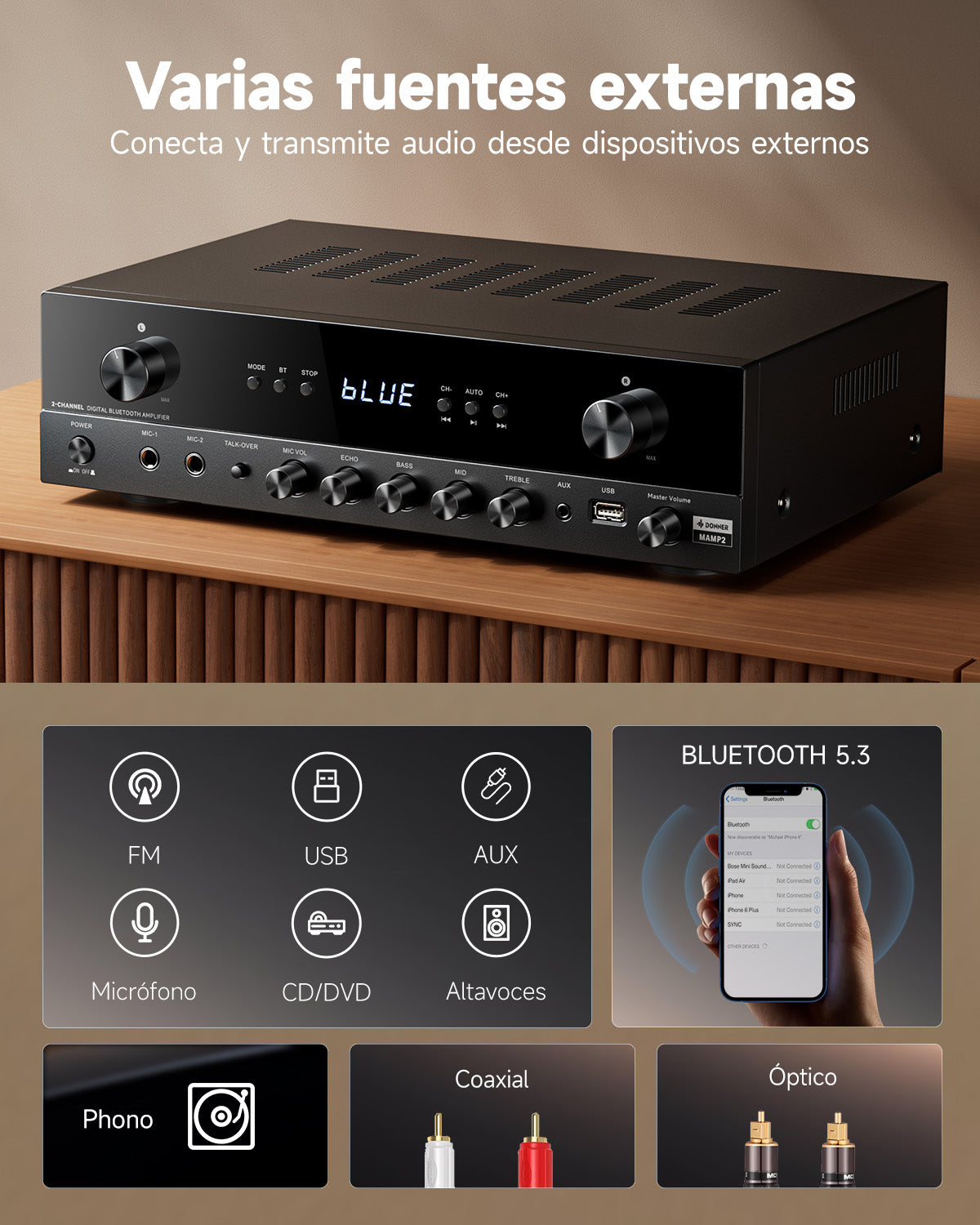 Donner MAMP2 Potente amplificador de dos canales