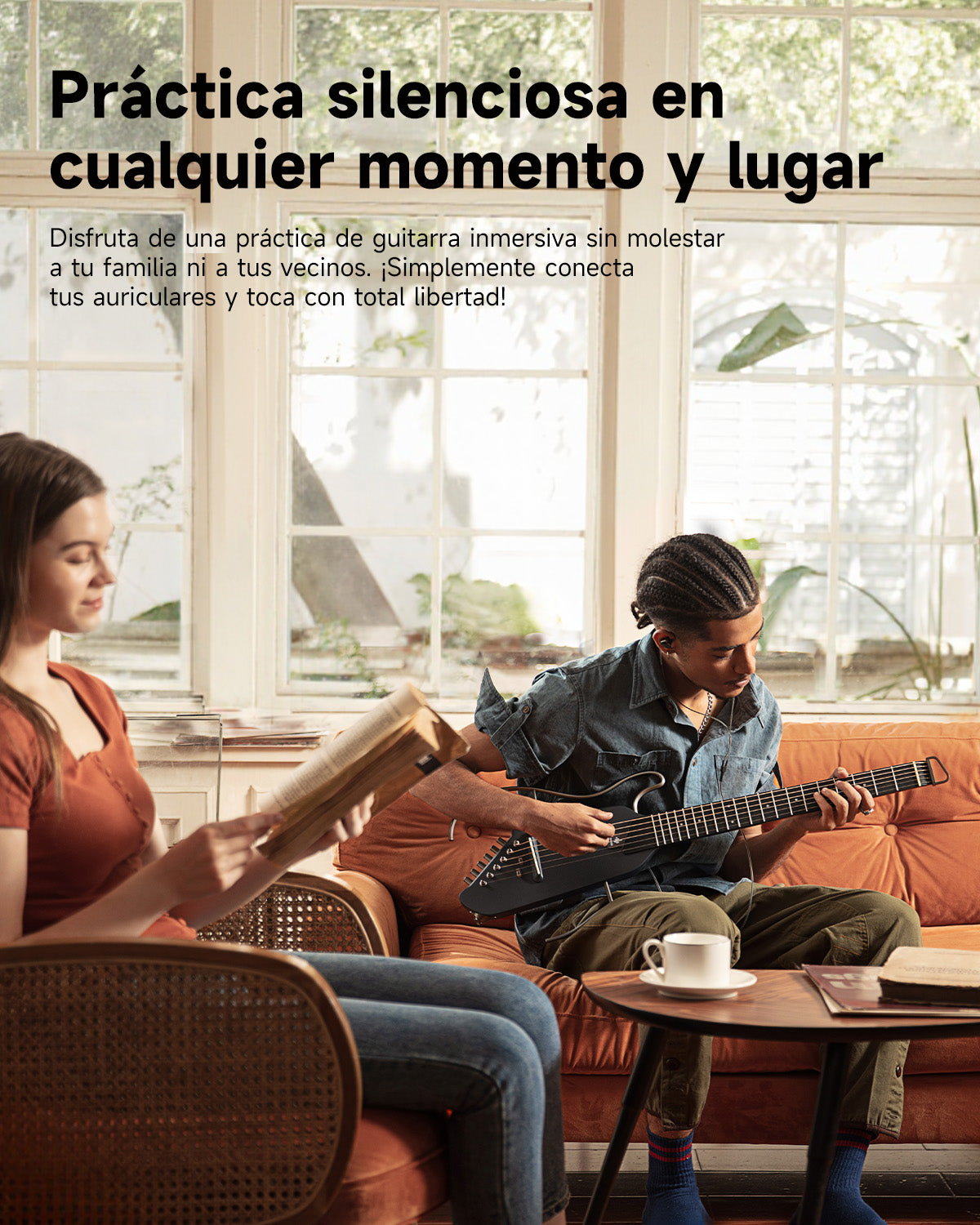 Donner HUSH™ I Guitarra de viaje ultraligera y portátil-Negro##