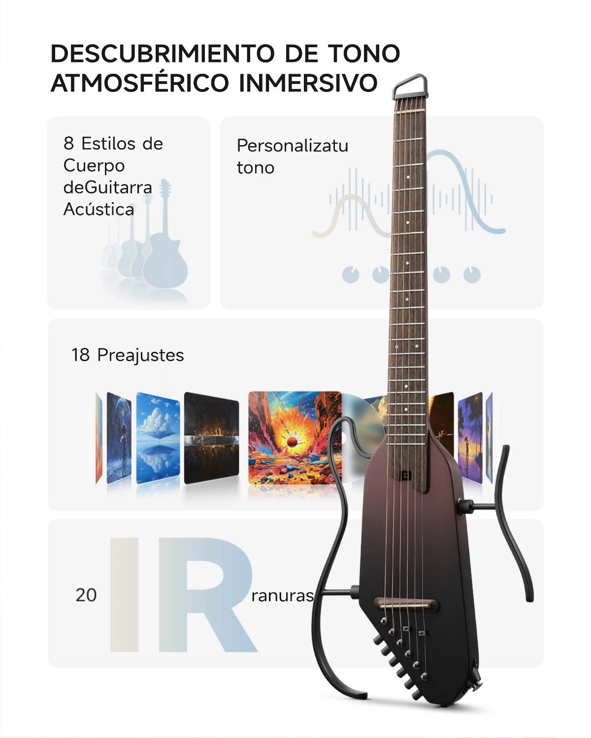 Donner HUSH™ I PRO Guitarra de viaje-Gradiente Maillard##