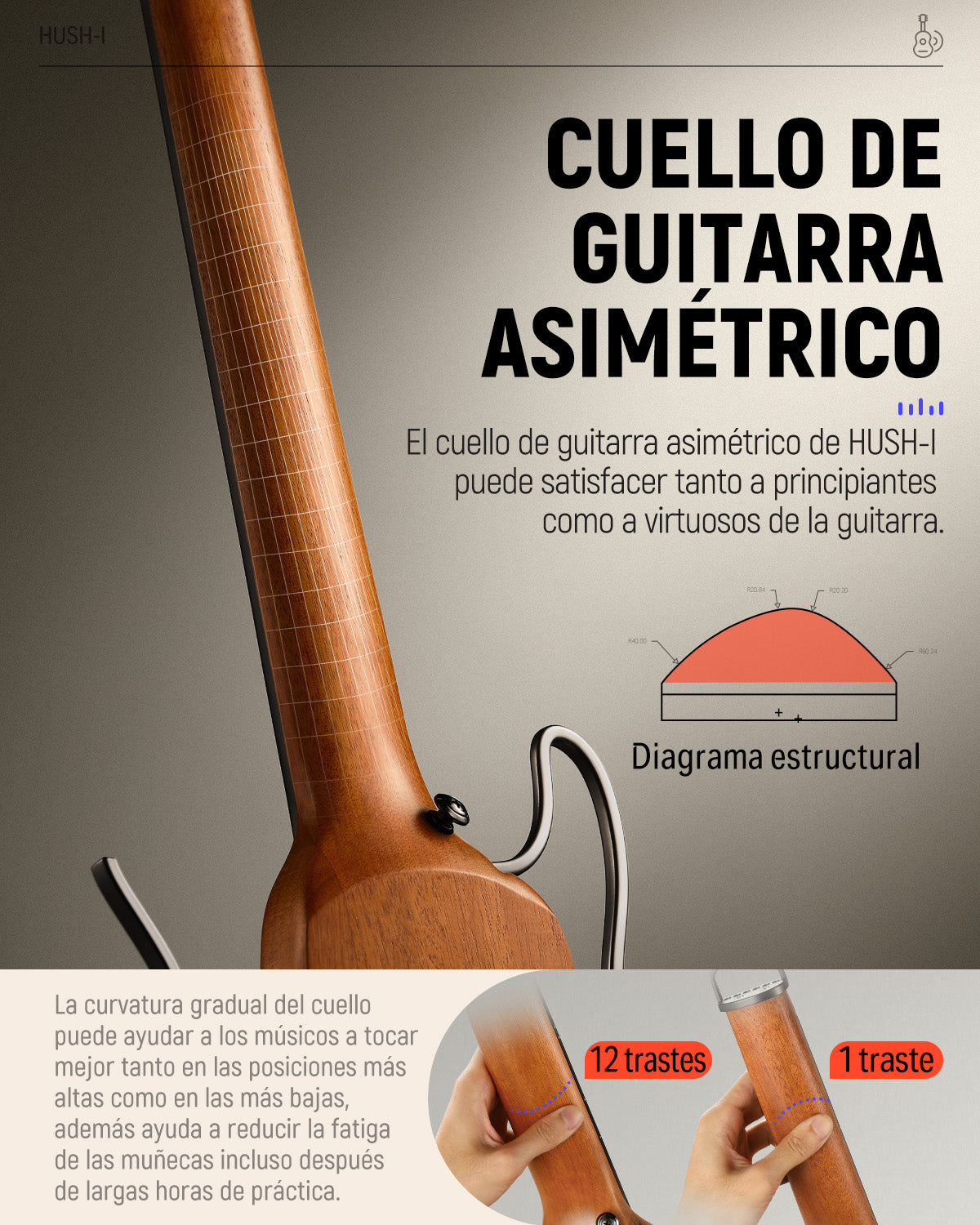 【Caja Abierta】Donner HUSH™ I Guitarra de viaje ultraligera y portátil