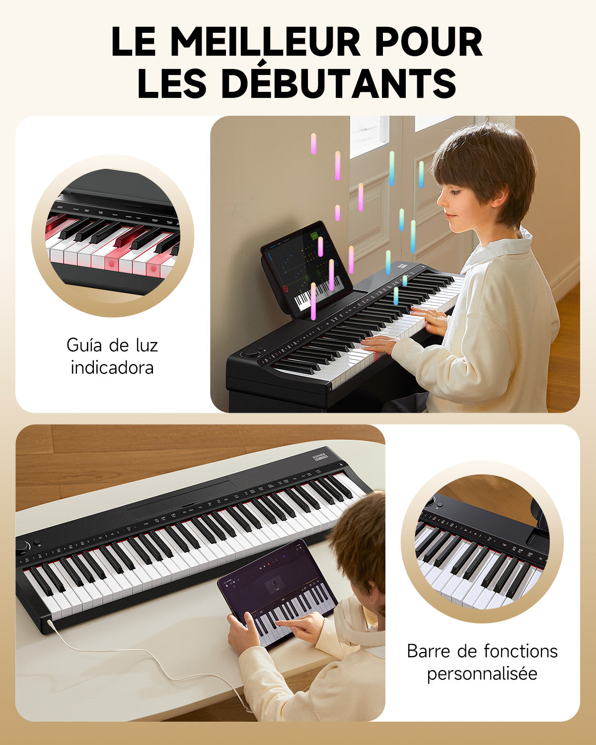 DONNER DK-10S Juego de teclado electrónico vertical de 61 teclas-Negro##