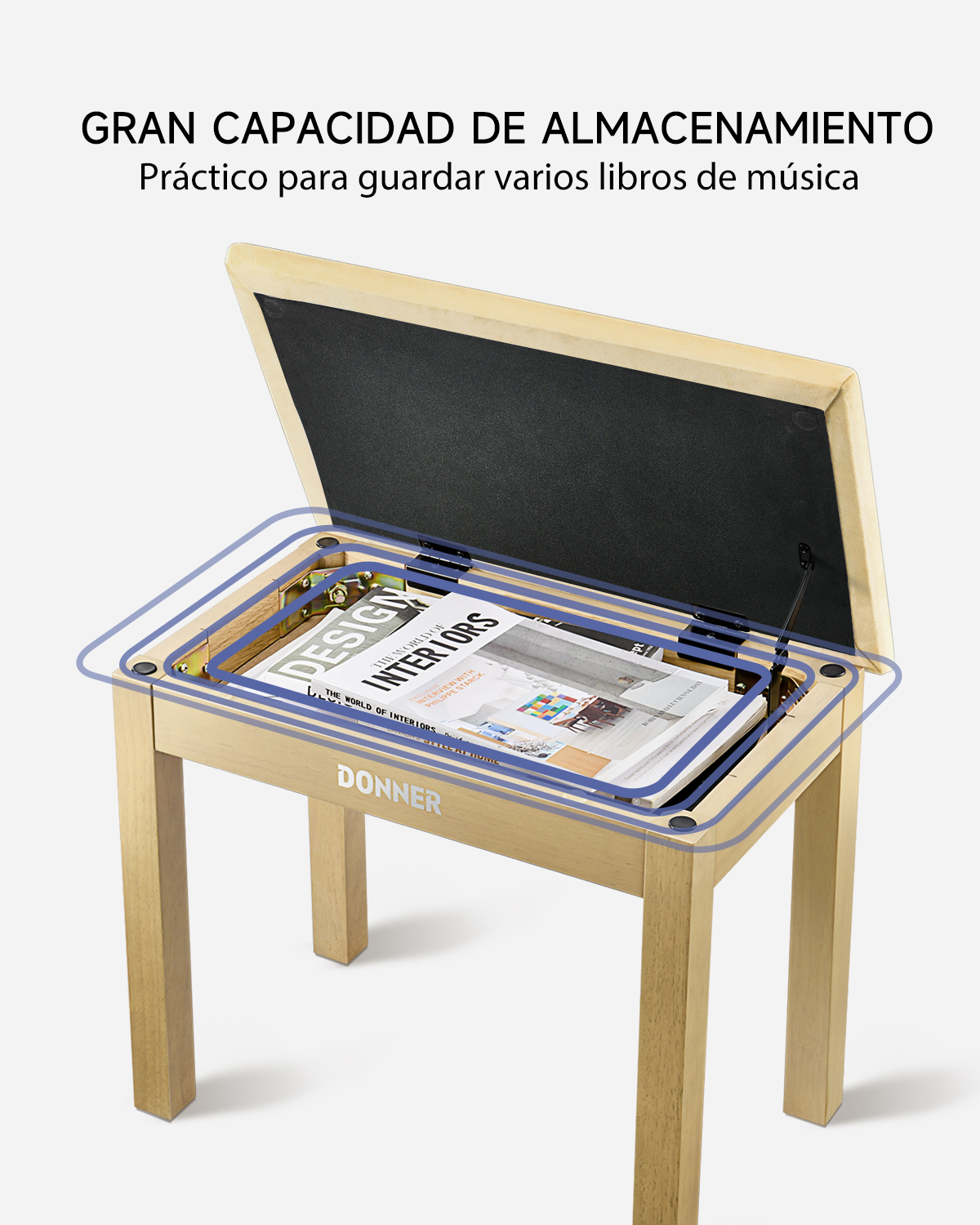 Donner Banco para piano Donner color madera clara con cojín de ante de alta densidad