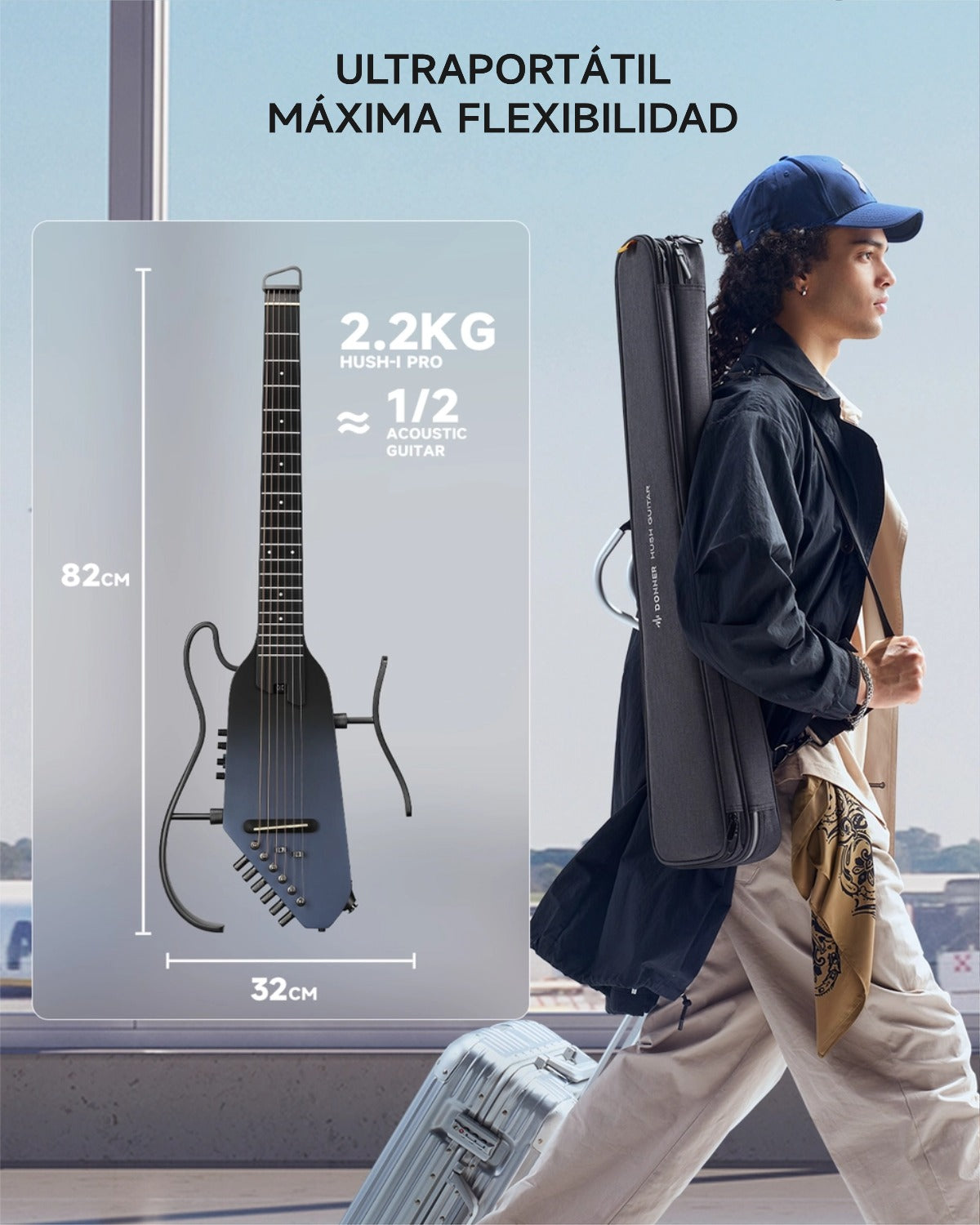 Donner HUSH™ I PRO Guitarra de viaje-Vuelo al Espacio Profundo##