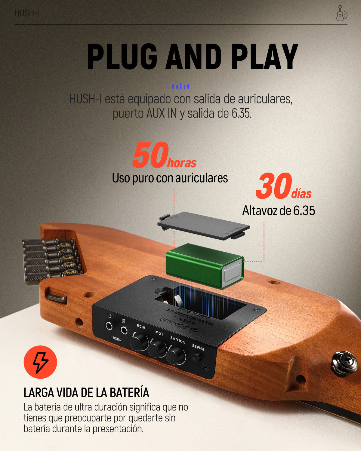 【Caja Abierta】Donner HUSH™ I Guitarra de viaje ultraligera y portátil