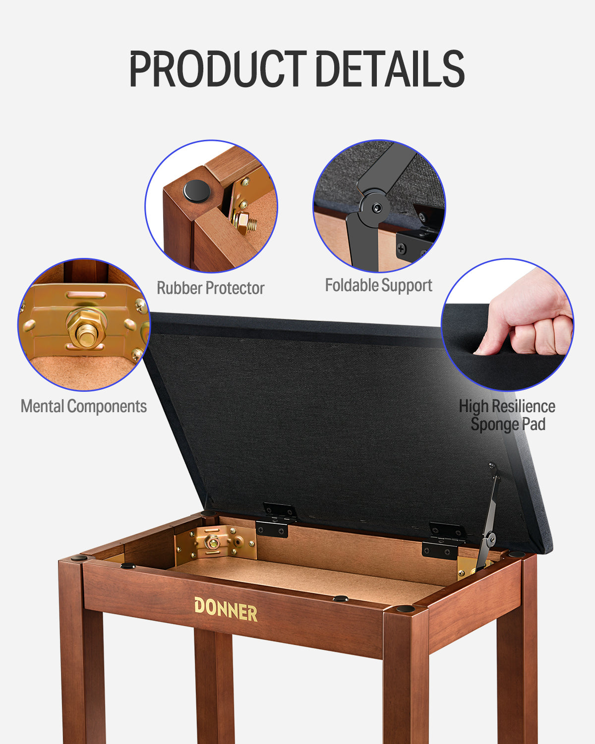 Donner DKB-10 banco para piano-Marrón##