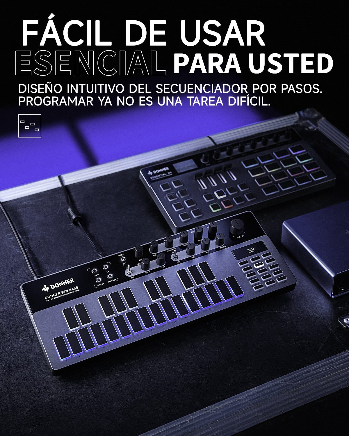 Donner B1 sintetizador y secuenciador de bajo analógico