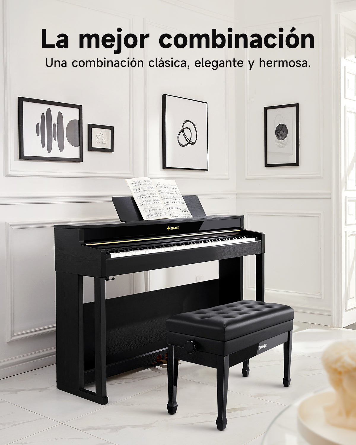 Donner Banco de piano para dos personas con altura regulable