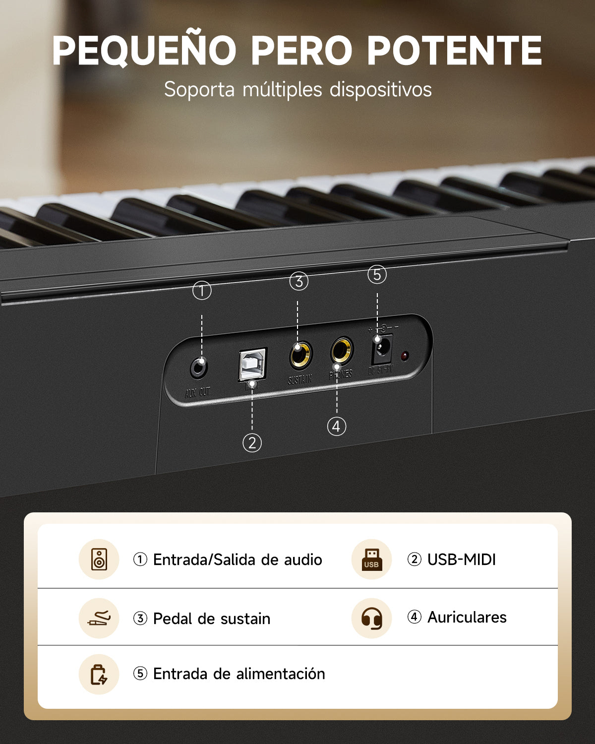 DONNER DK-10S Juego de teclado electrónico vertical de 61 teclas-Negro##