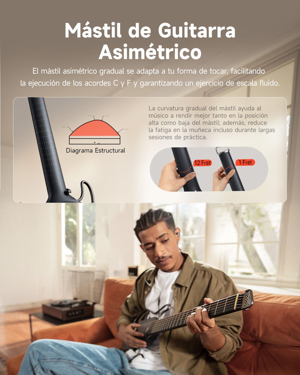 Donner HUSH™ I Guitarra de viaje ultraligera y portátil-Negro##