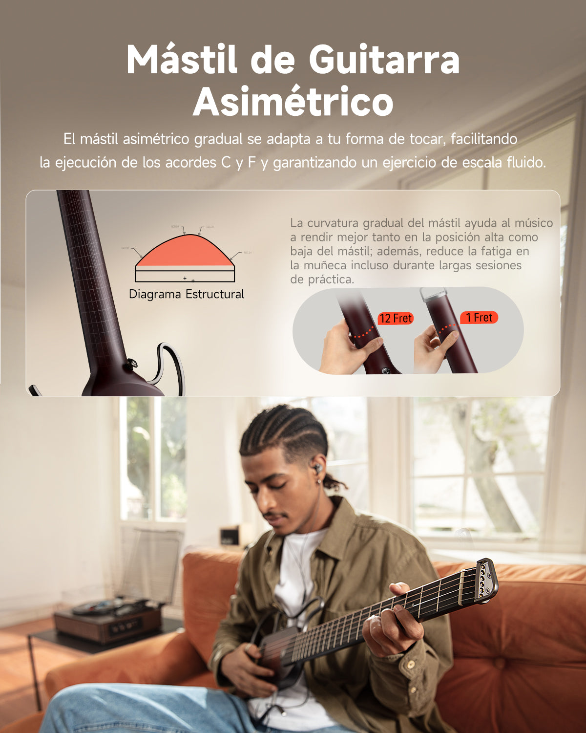 Donner HUSH™ I Guitarra de viaje ultraligera y portátil-Sunburst##