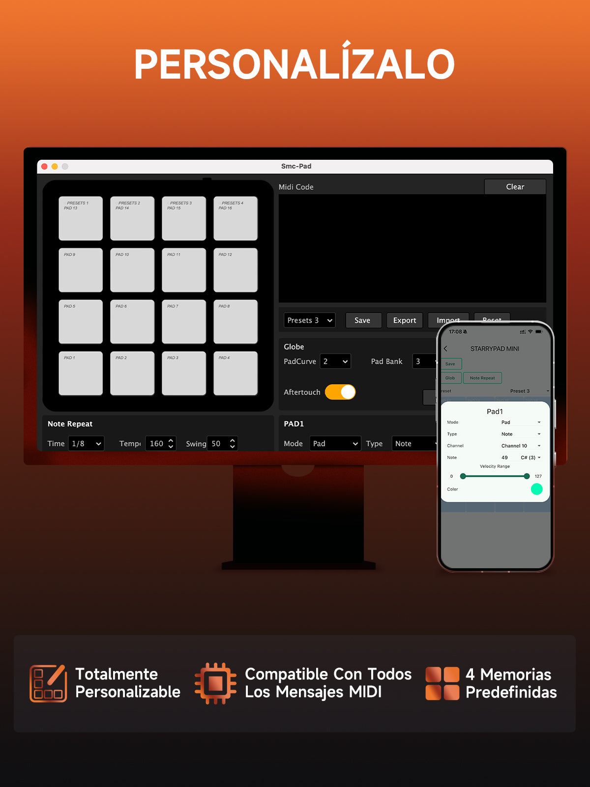MINI CONTROLADOR MIDI STARRYPAD
