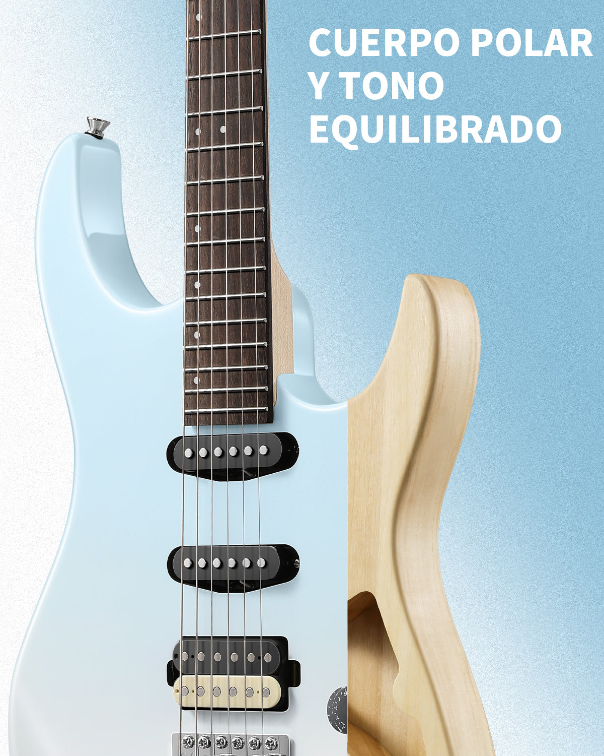 Donner DMT‑66 Guitarra eléctrica-Degradado azul a blanco##
