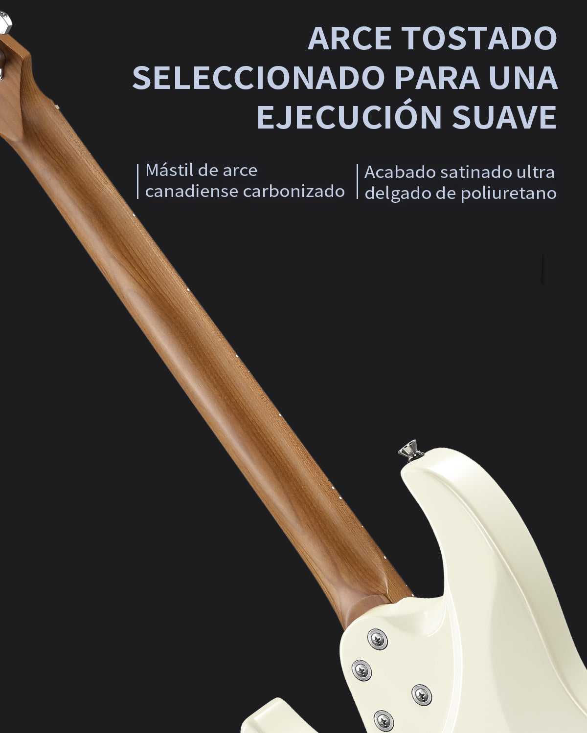 Donner DST-550 Guitarra Eléctrica ST de 39" con Pastilla HSS y Cuerpo Sólido de Álamo-Blanca##
