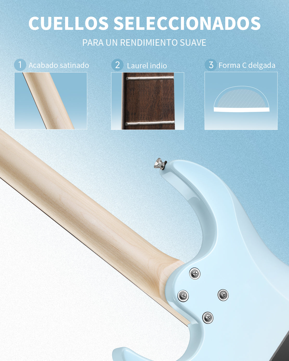 Donner DMT‑66 Guitarra eléctrica-Degradado azul a blanco##