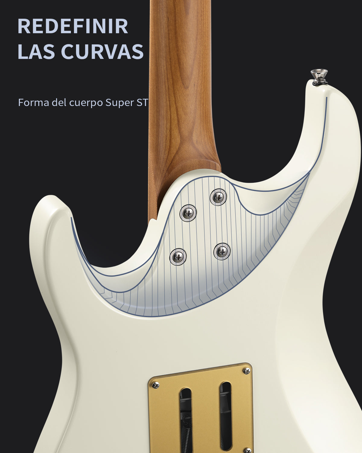 Donner DST-550 Guitarra Eléctrica ST de 39" con Pastilla HSS y Cuerpo Sólido de Álamo-Blanca##