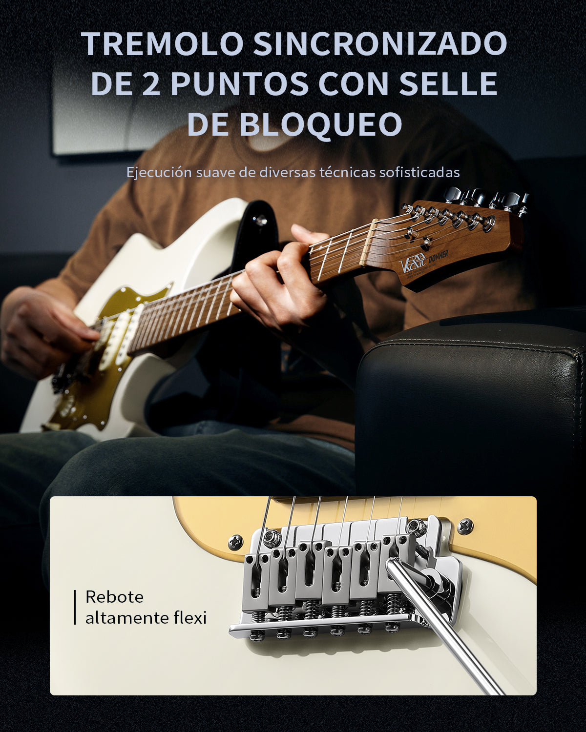 Donner DST-550 Guitarra Eléctrica ST de 39" con Pastilla HSS y Cuerpo Sólido de Álamo-Blanca##