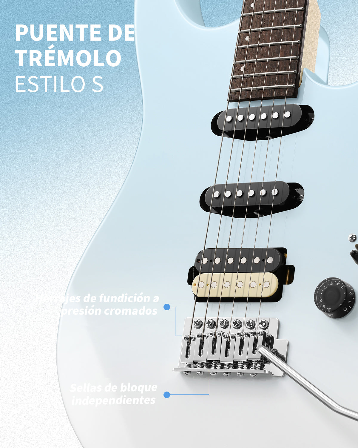 Donner DMT‑66 Guitarra eléctrica-Degradado azul a blanco##