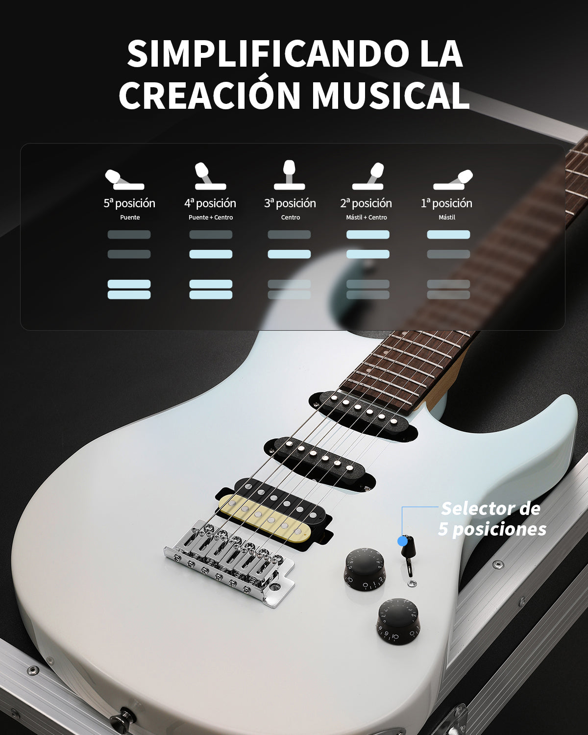Donner DMT‑66 Guitarra eléctrica-Degradado azul a blanco##
