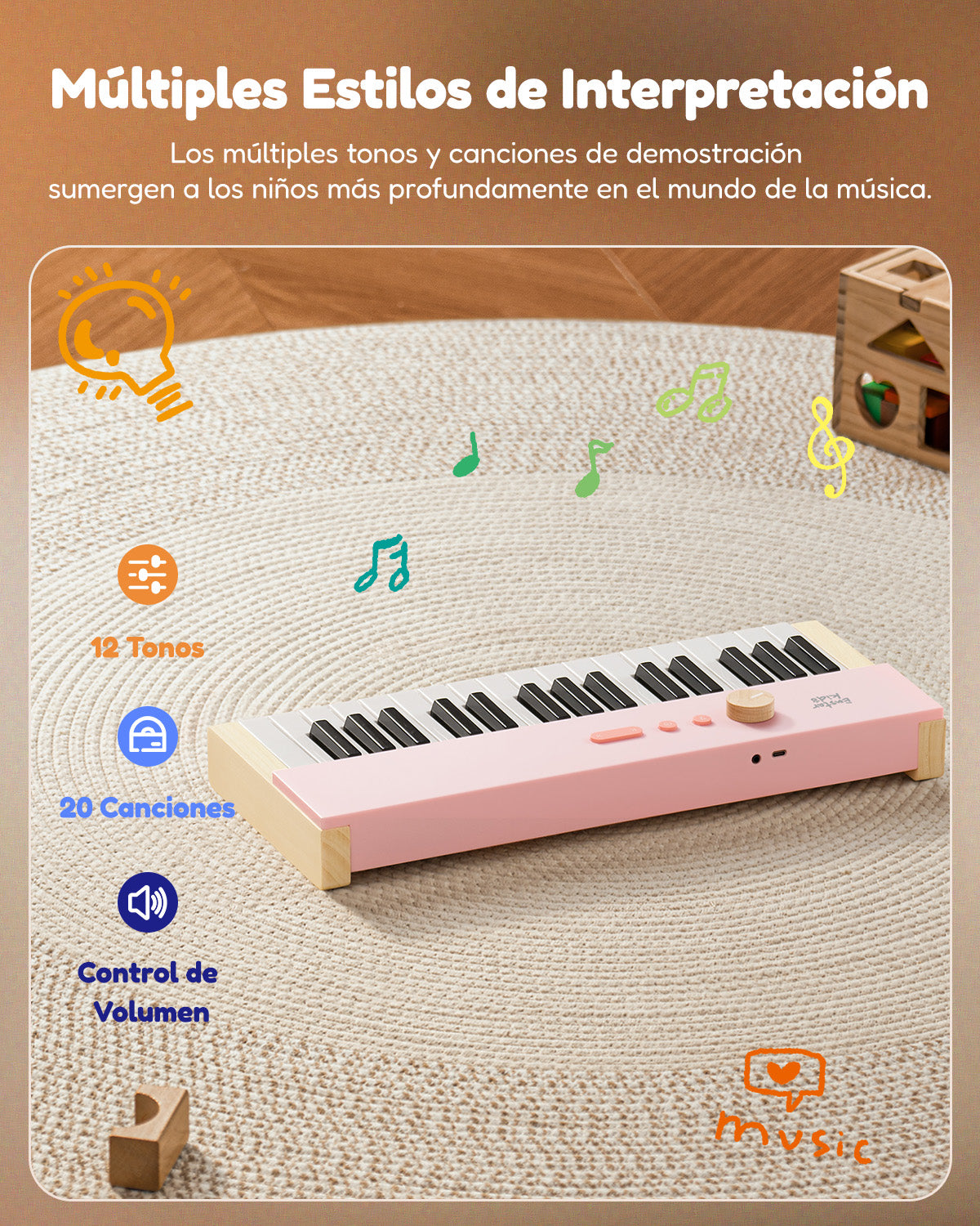 Eastar KIDO V-10 Mini teclado digital de 32 teclas/44 teclas-32 teclas Rosa##