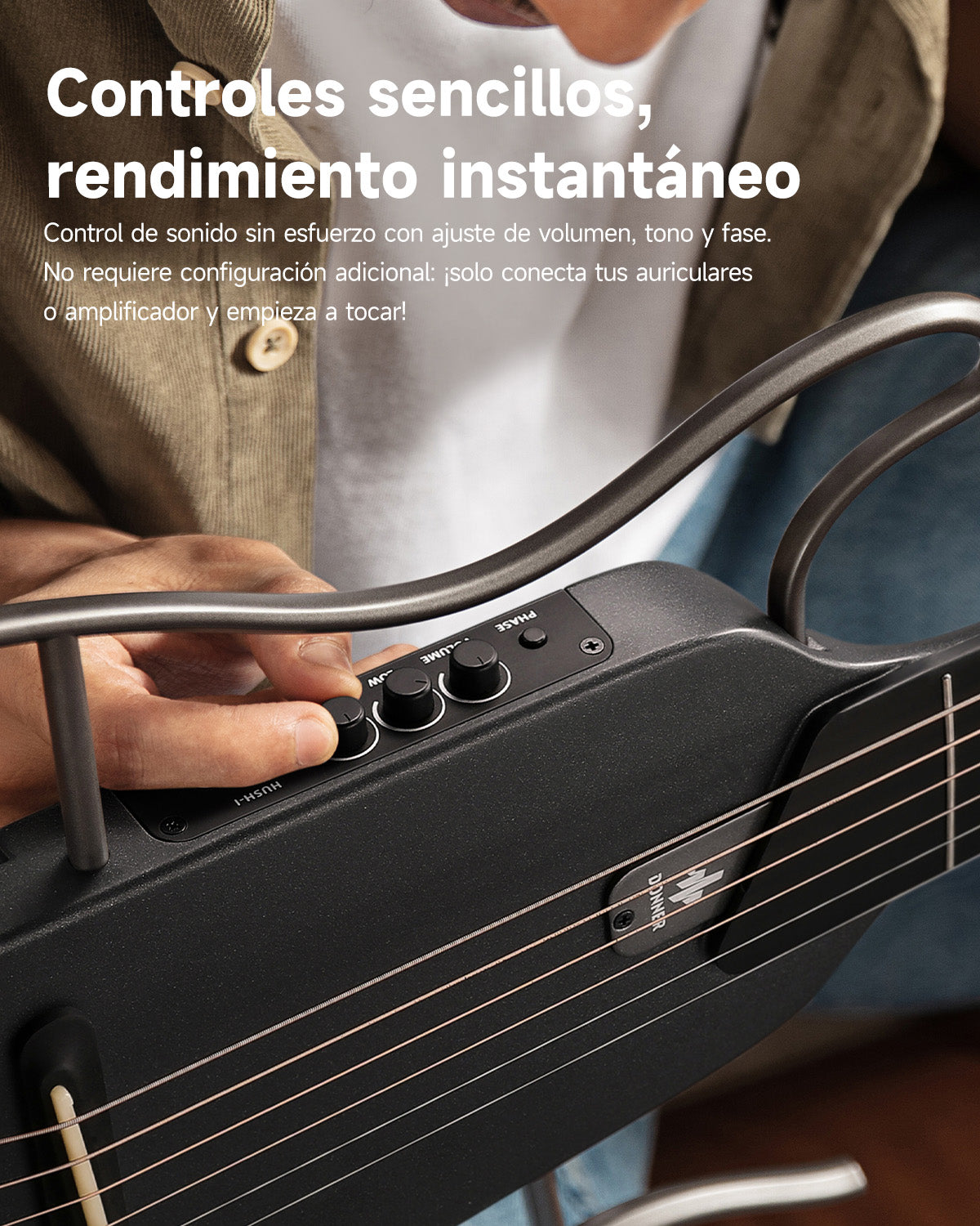 Donner HUSH™ I Guitarra de viaje ultraligera y portátil-Negro##