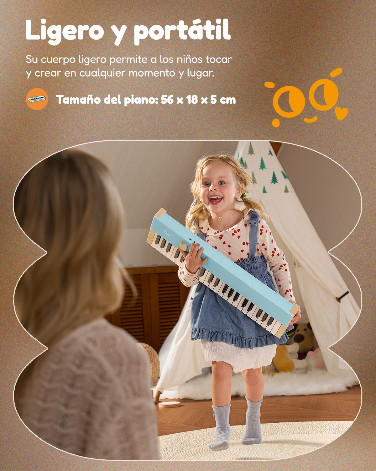 Eastar KIDO V-10 Mini teclado digital de 32 teclas/44 teclas-44 teclas con soporte Azul##