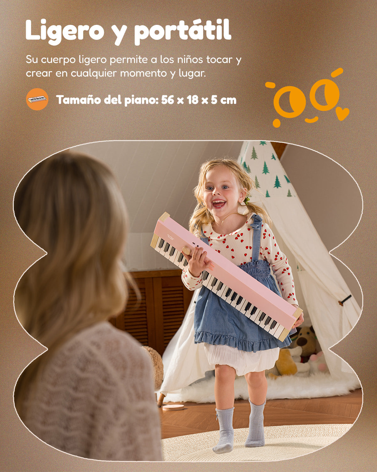 Eastar KIDO V-10 Mini teclado digital de 32 teclas/44 teclas-44 teclas con soporte Rosa##