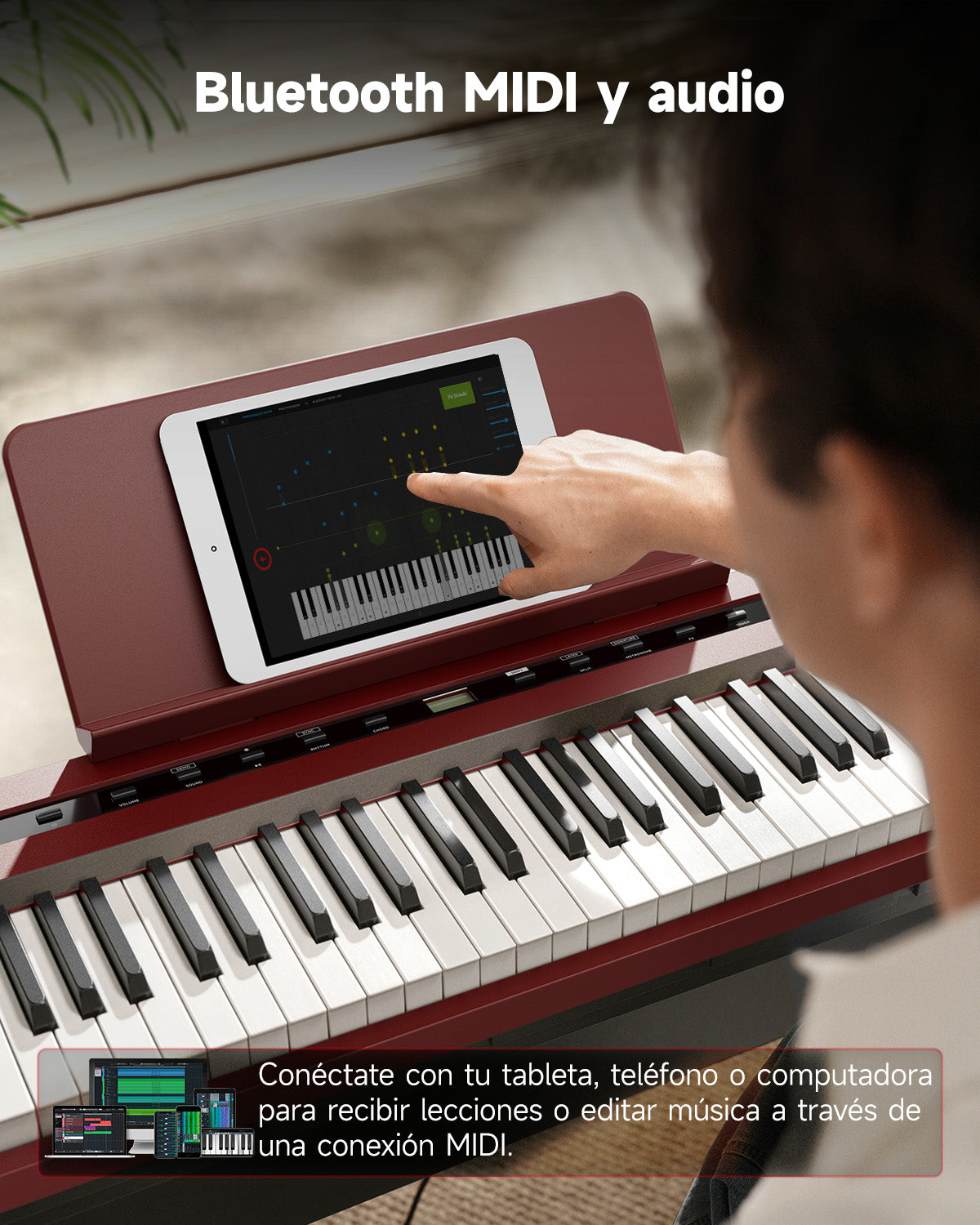Donner DEP-16S Piano digital de acero pesado-Rojo##