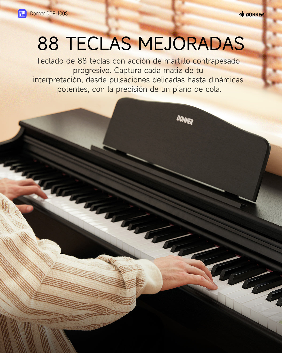 Donner DDP-100S Piano Digital con Mecanismo de Martillo Progresivo
